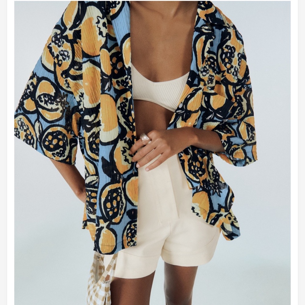 Zara Pleated Shorts + Printed Structured Shirt - image 8
